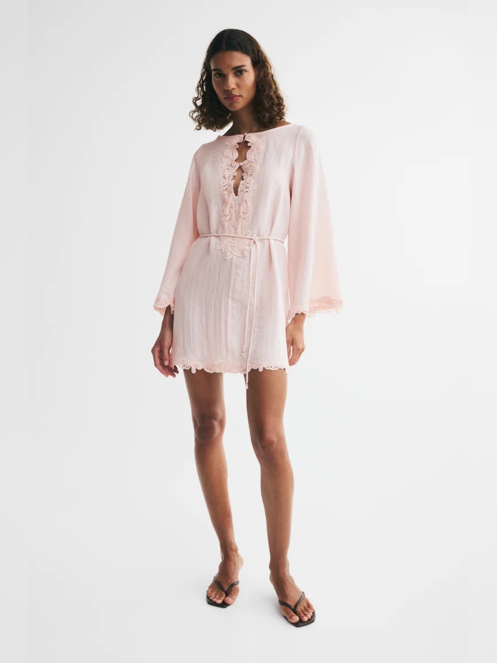 H&M Pale Pink Lace-Trim Sleep Tunic